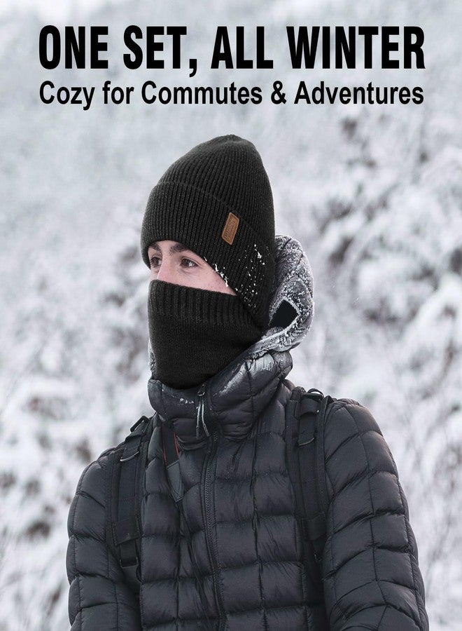 Wmcaps طقم هدايا رجالي من Wmcaps، قبعة صوفية مبطنة ووشاح للرقبة - قبعة ووشاح شتوي مقاوم للرياح، ملابس دافئة ناعمة مناسبة للطقس البارد، مثالية للتزلج والمشي لمسافات طويلة والعمل في الهواء الطلق - Image 5